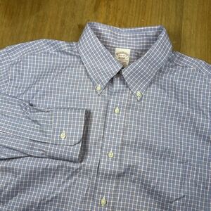 Brooks Brothers Red Tag Traditional Fit Men's Button Down Shirt Sz XL Blue Check